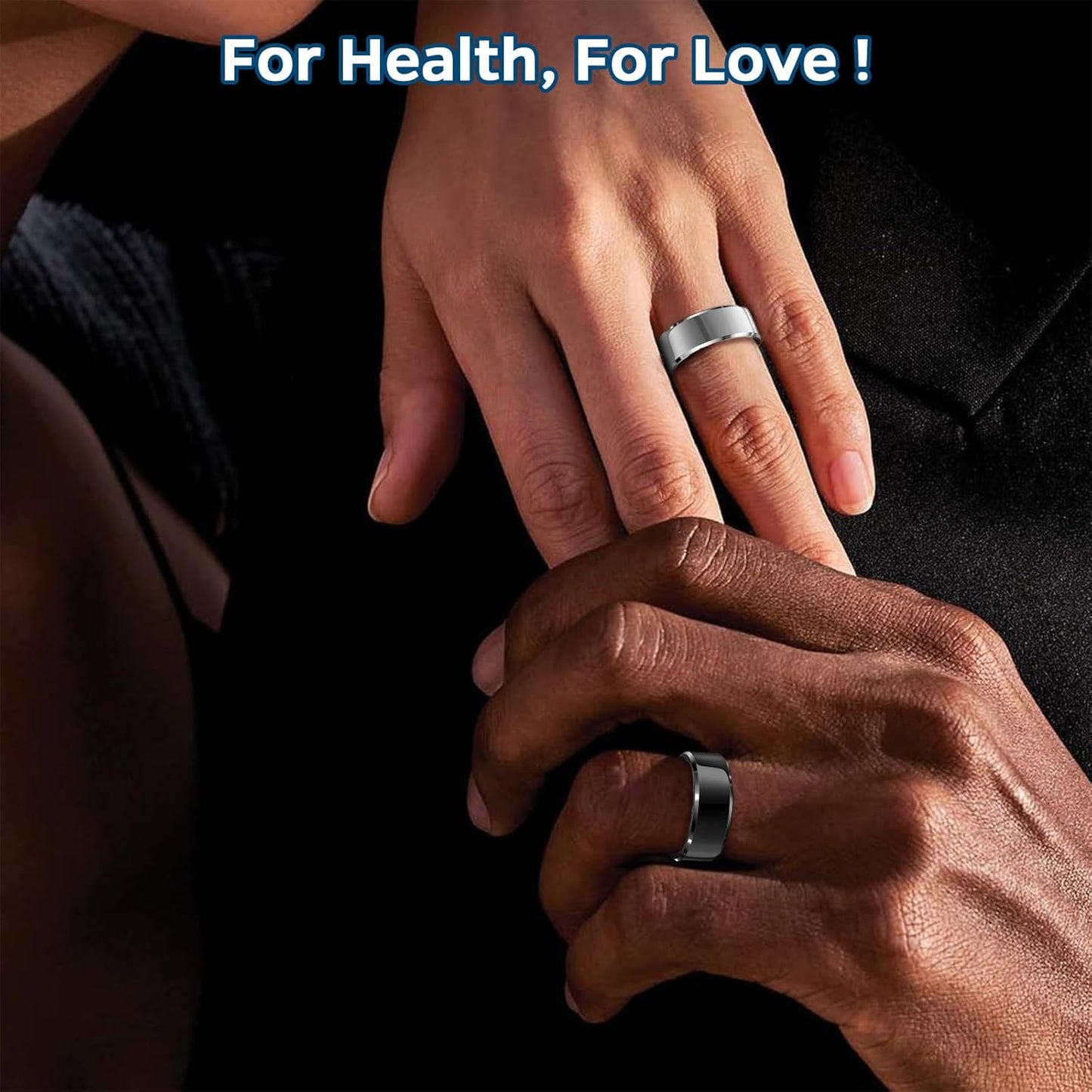 Smart Ring Health and Activity Tracker - Waterproof Sleep and Heart Rate Monitoring Ring with Air Gesture Control, 7-Day Battery Life, Compatible with iOS and Android (Black, #11)