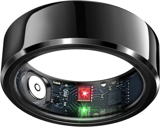 Smart Ring Health and Activity Tracker - Waterproof Sleep and Heart Rate Monitoring Ring with Air Gesture Control, 7-Day Battery Life, Compatible with iOS and Android (Black, #11)